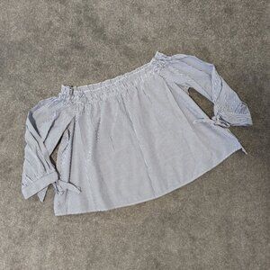 American Eagle Outfitters Women's Cold Shoulder Pinstriped Size XL Cotton